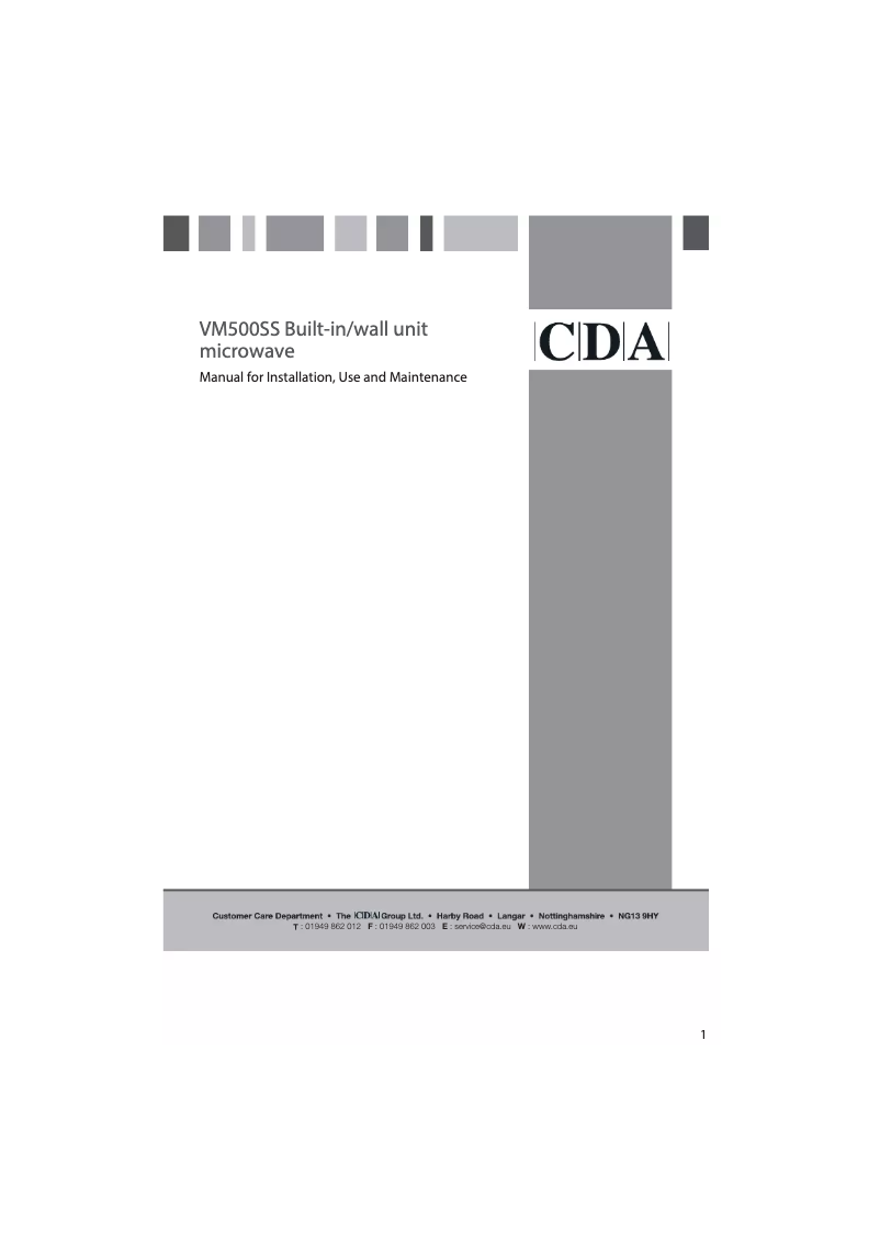 Page n°1 - Manuel utilisateur CDA VM500