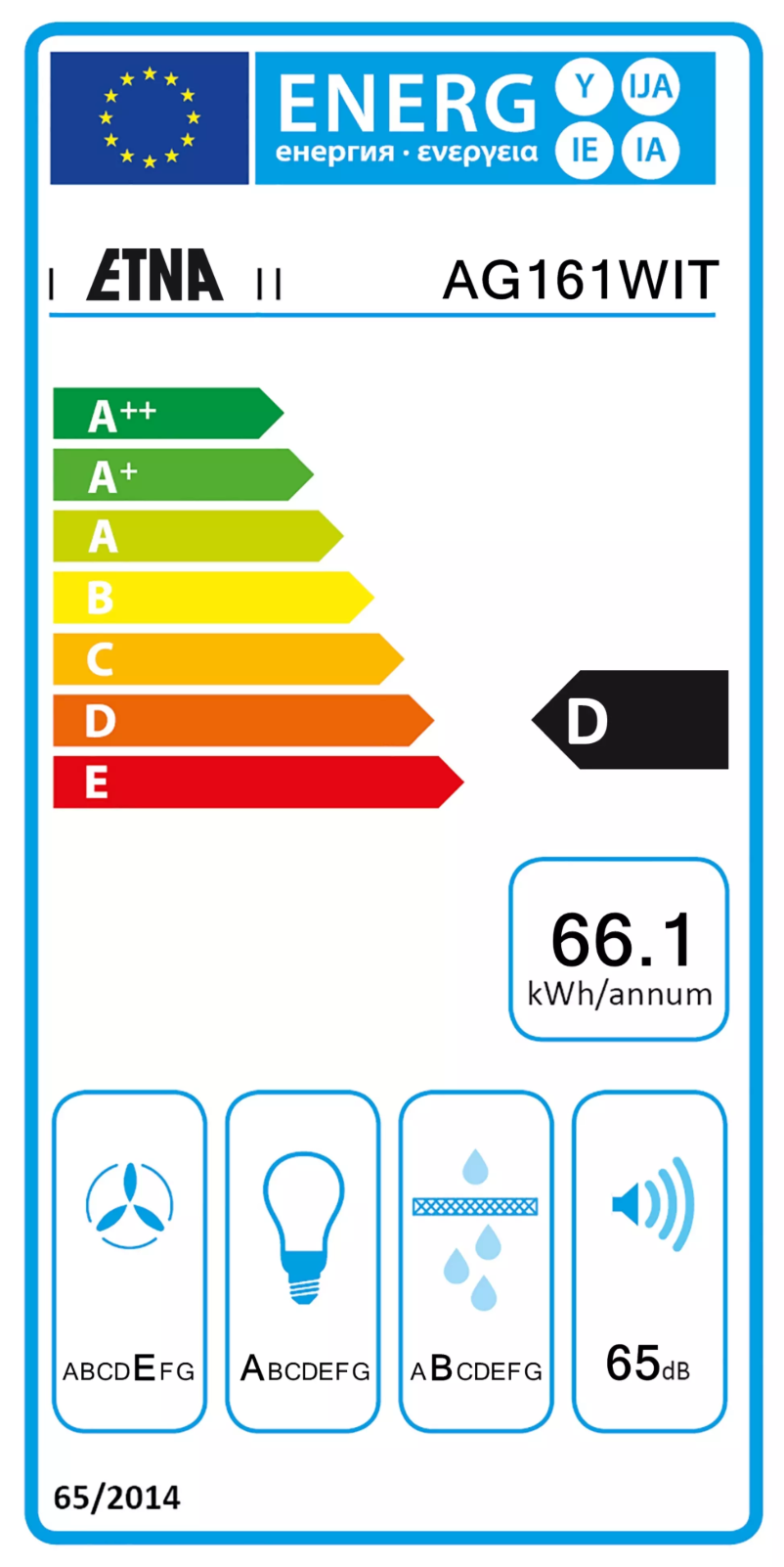 Page n°1 - Label énergétique Etna AG161WIT
