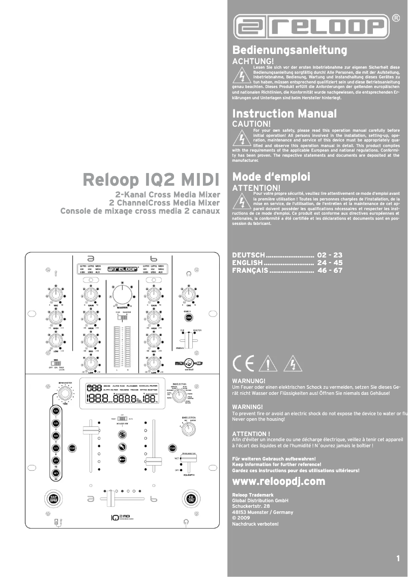 Image de la première page du manuel de l'appareil IQ2 MIDI
