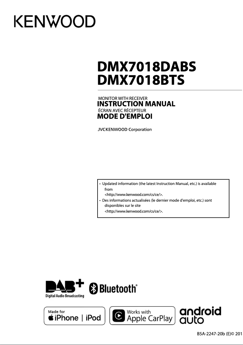 Page 1 de la notice Manuel utilisateur Kenwood DMX7018BTS