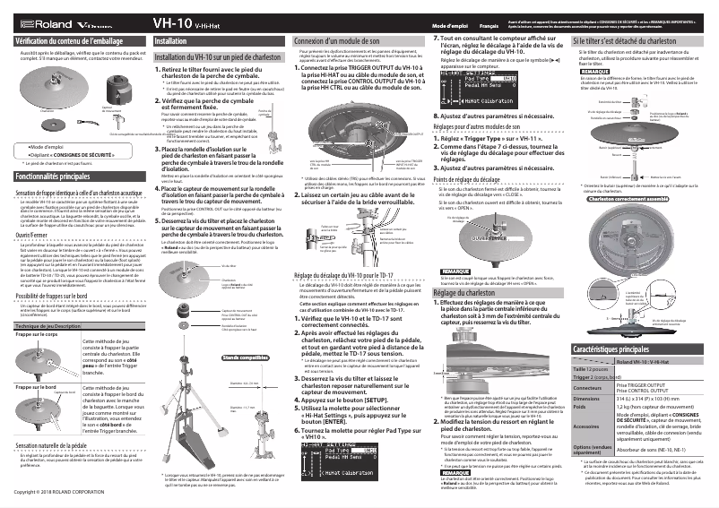 Page 1 de la notice Manuel utilisateur Roland VH-10