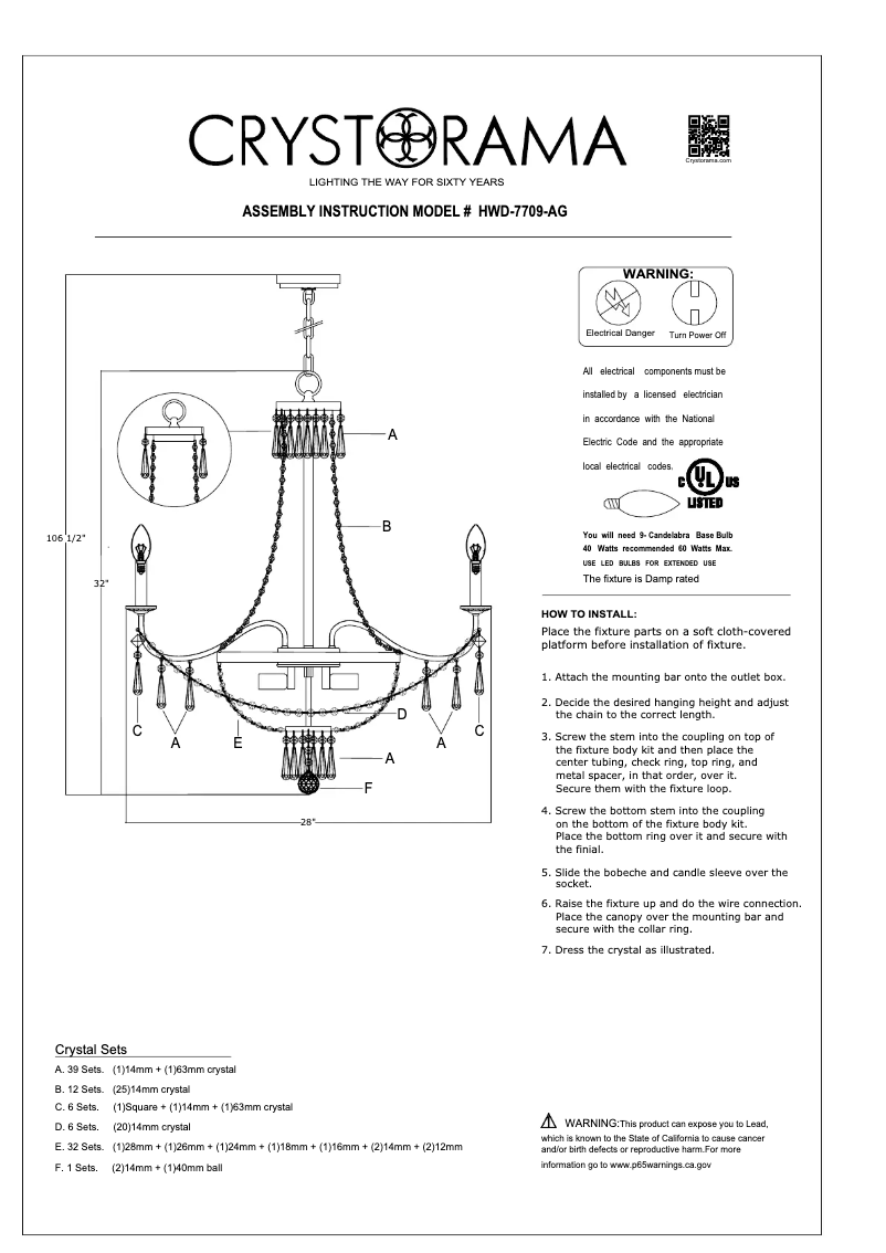 Page n°1 - Manuel utilisateur Crystorama Haywood HWD-7709-AG