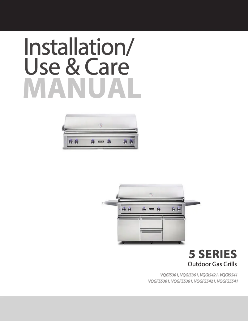 Page 1 de la notice Guide d'installation Viking VQGFS5301NSS