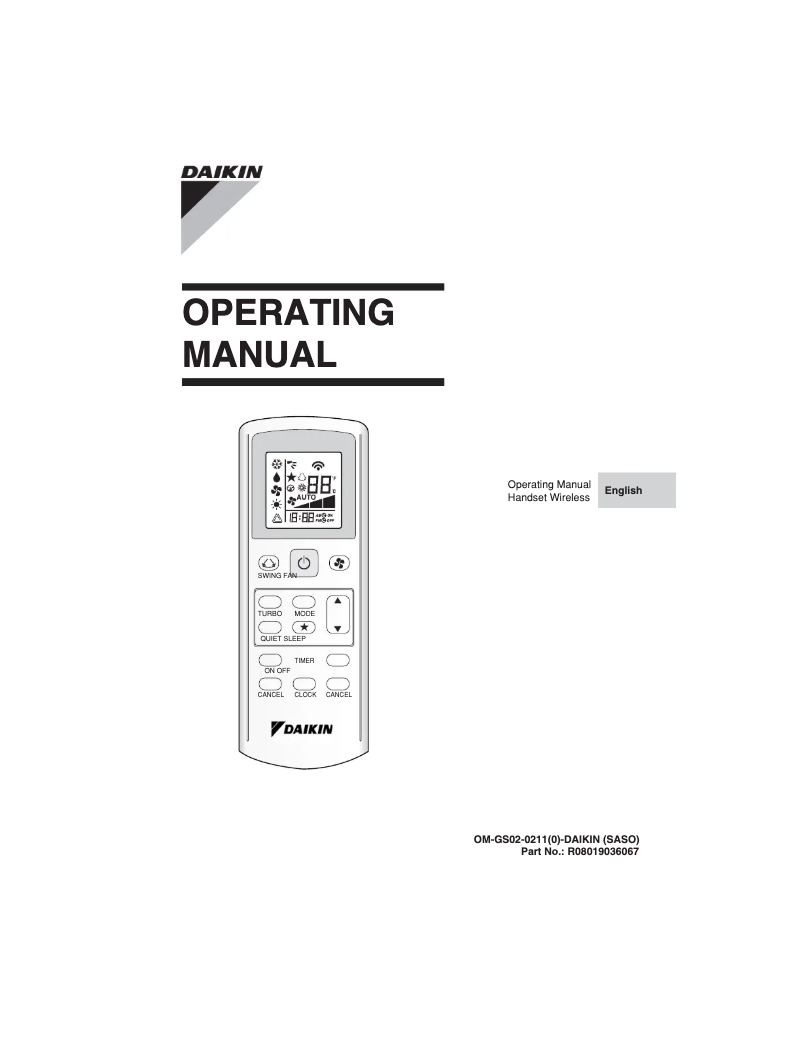 Page 1 de la notice Manuel utilisateur Daikin FHYC20JEVLK