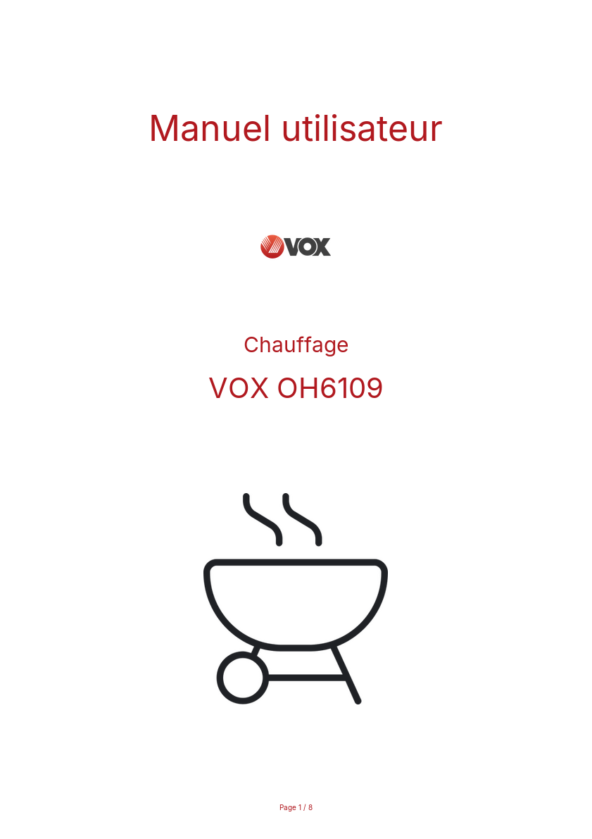 Page n°1 - Manuel utilisateur VOX OH6109