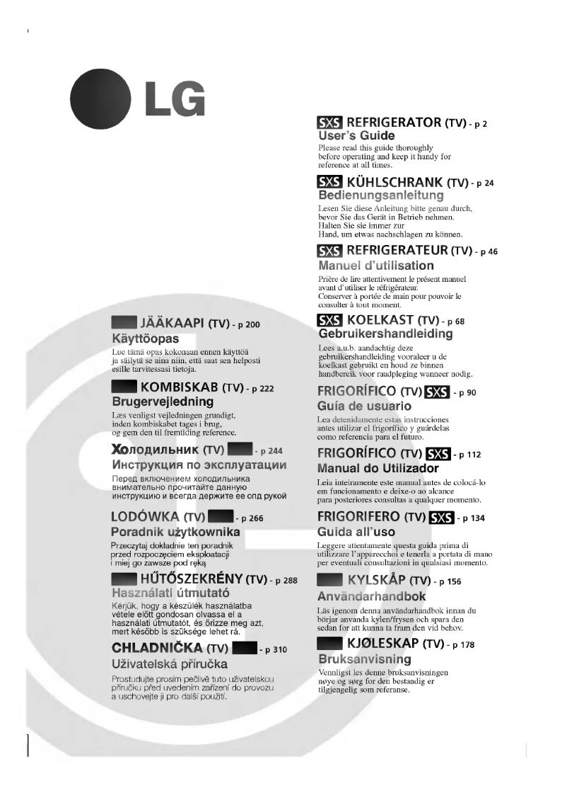Page n°1 - Manuel utilisateur LG GR-G2171PEL