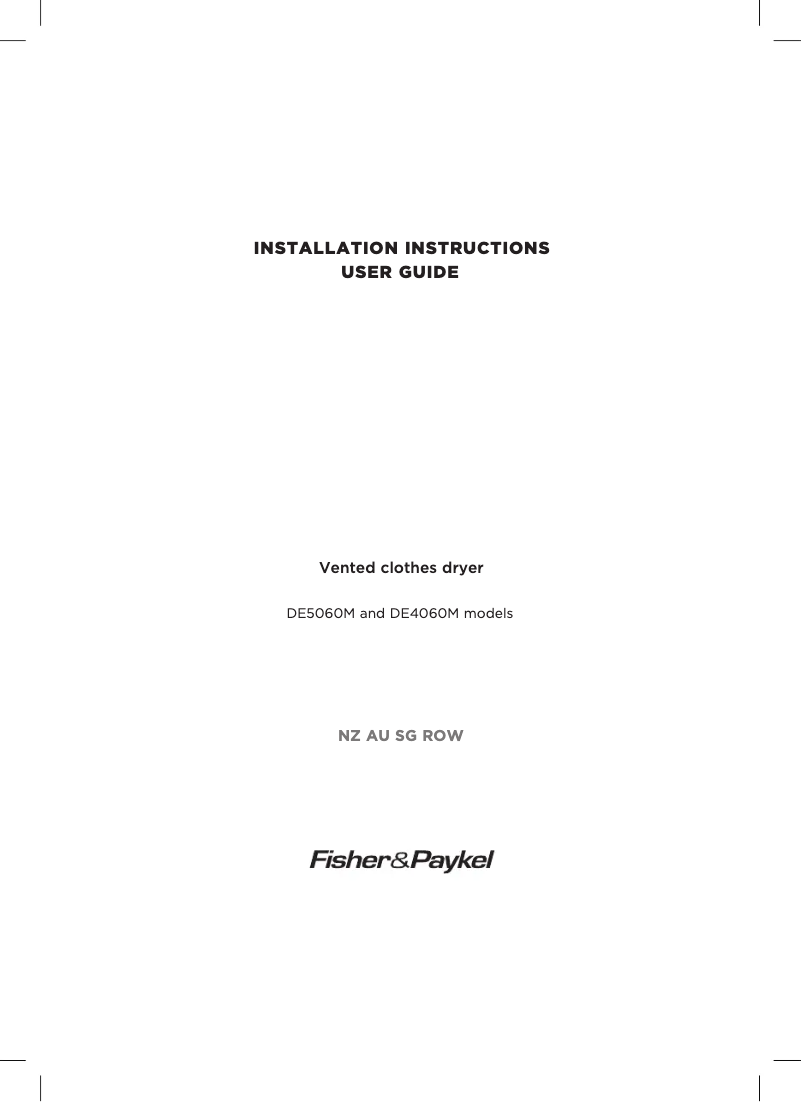 Page 1 de la notice Manuel utilisateur Fisher & Paykel DE5060M1