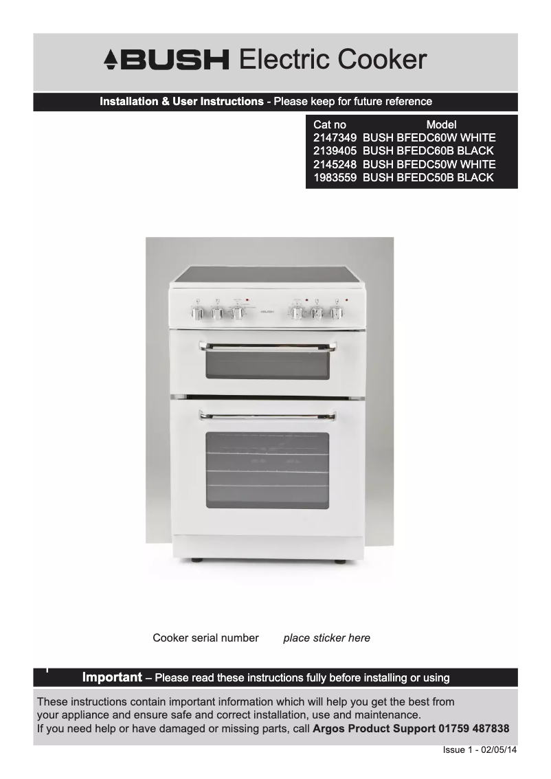 Image de la première page du manuel de l'appareil BFEDC50W
