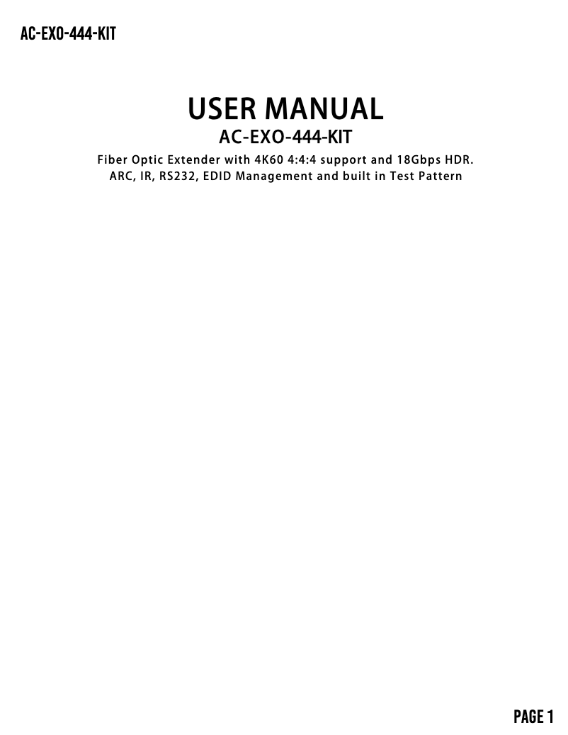 Image de la première page du manuel de l'appareil AC-EXO-444-KIT