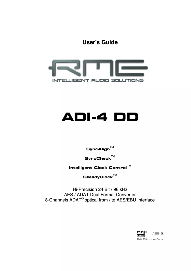 Page n°1 - Manuel utilisateur RME ADI-4 DD