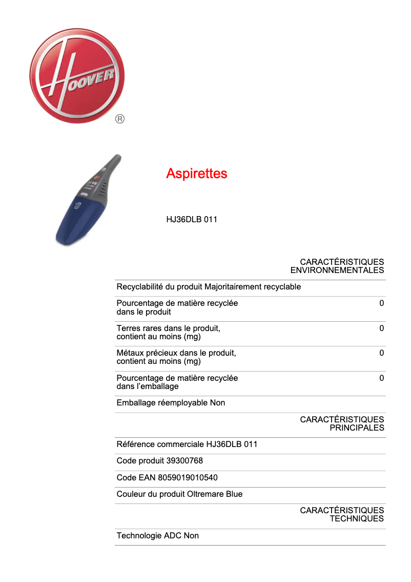 Image de la première page du manuel de l'appareil JIVE LITHIUM HJ36DLB 011