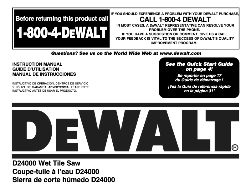 Page 1 de la notice Manuel utilisateur DeWalt D24000S