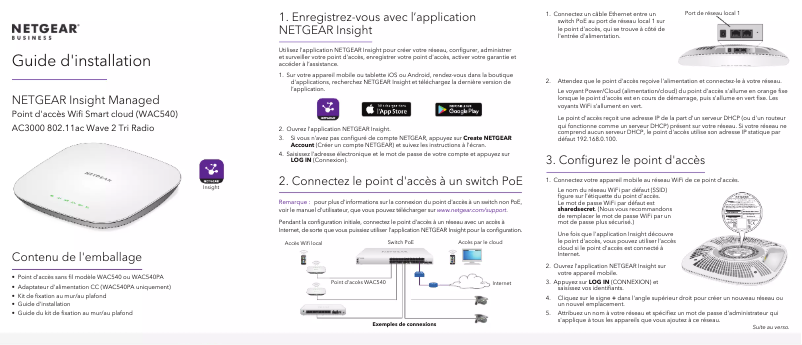 Page 1 de la notice Guide d'installation Netgear WAC540