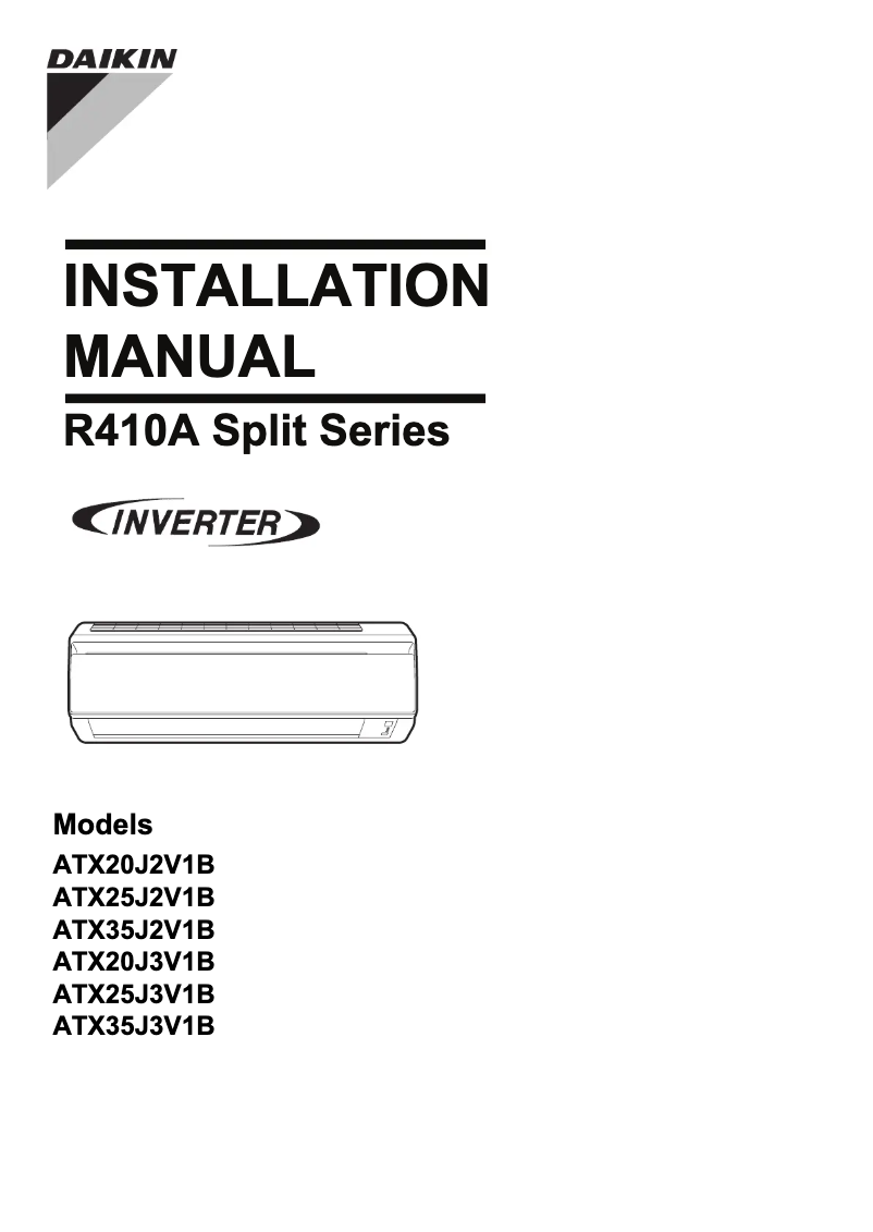 Página 1 del manual Guía de instalación Daikin ATX35J3V1B