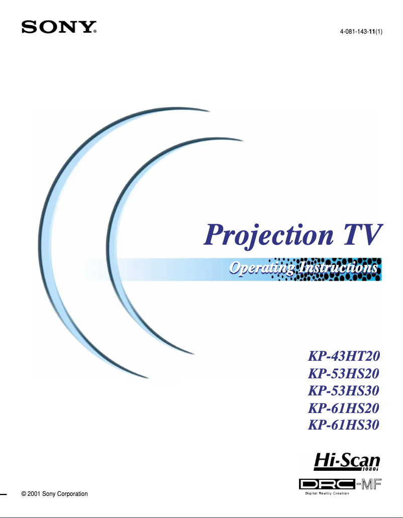 Page 1 de la notice Manuel utilisateur Sony KP-53HS30