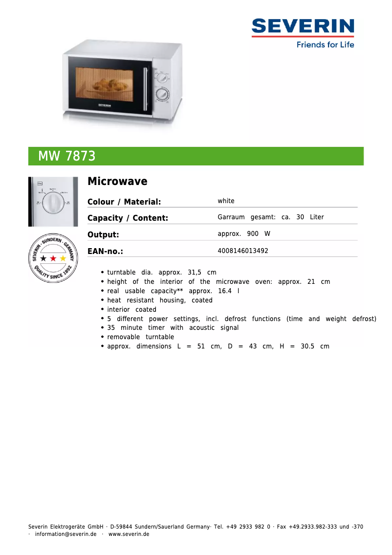 Image de la première page du manuel de l'appareil MW 7873