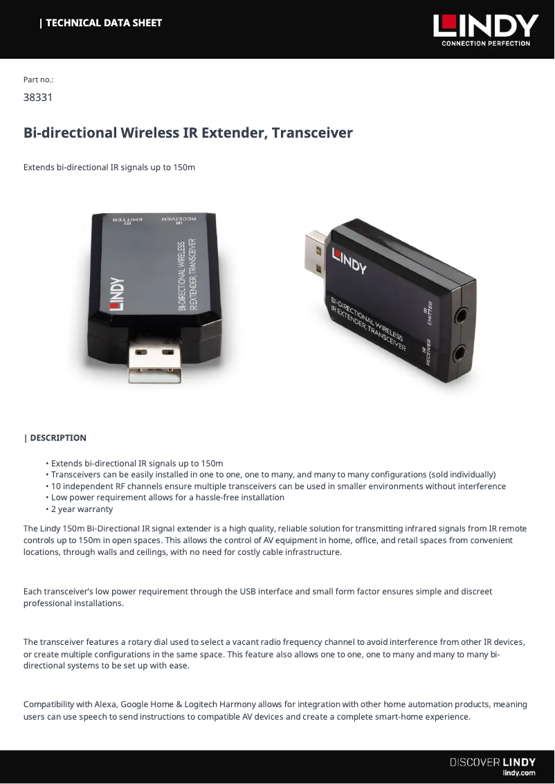 Page 1 de la notice Manuel utilisateur Lindy 38331