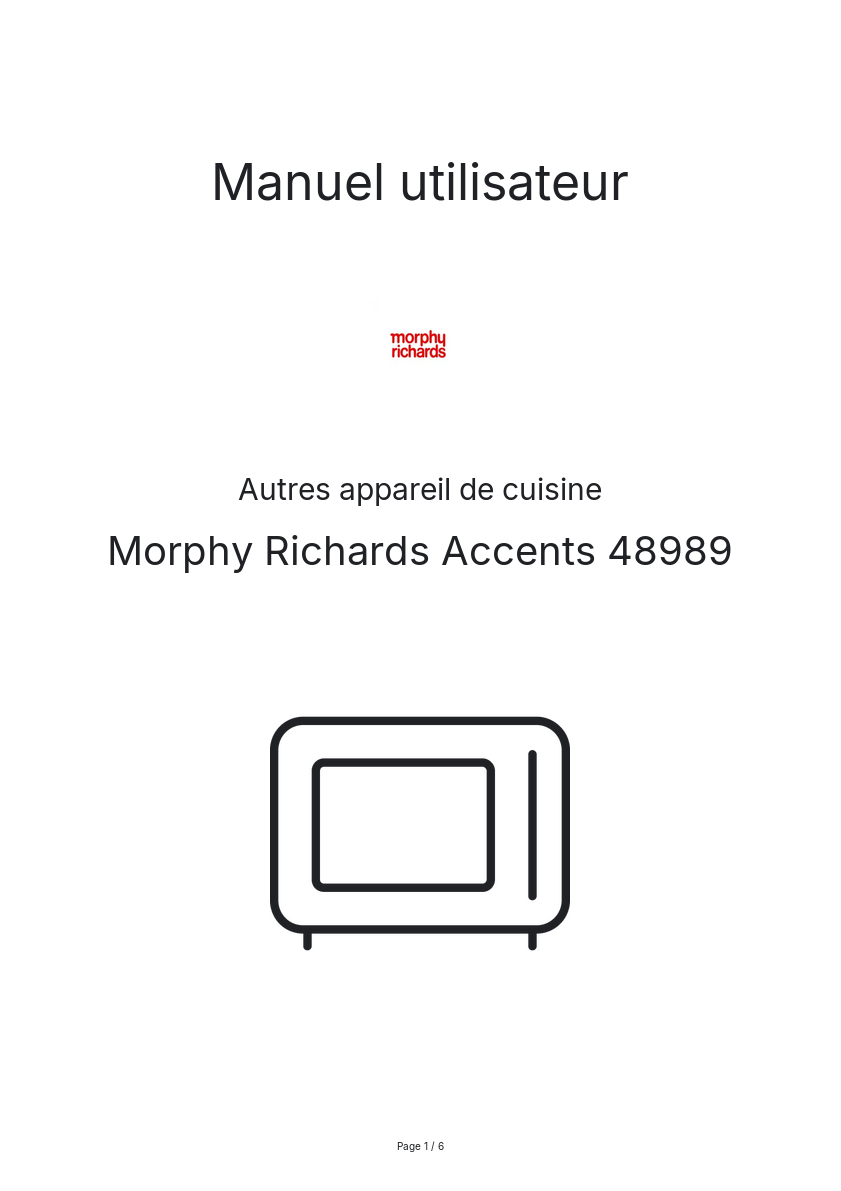 Page n°1 - Manuel utilisateur Morphy Richards Accents 48989