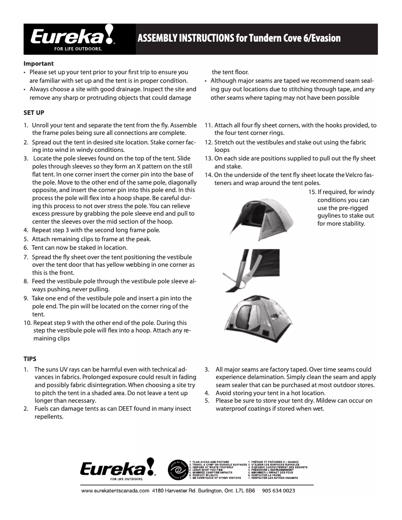 Página 1 del manual Manual de usuario Eureka Tundern Cove 6