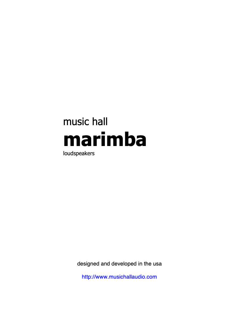 Page n°1 - Manuel utilisateur Music Hall Marimba