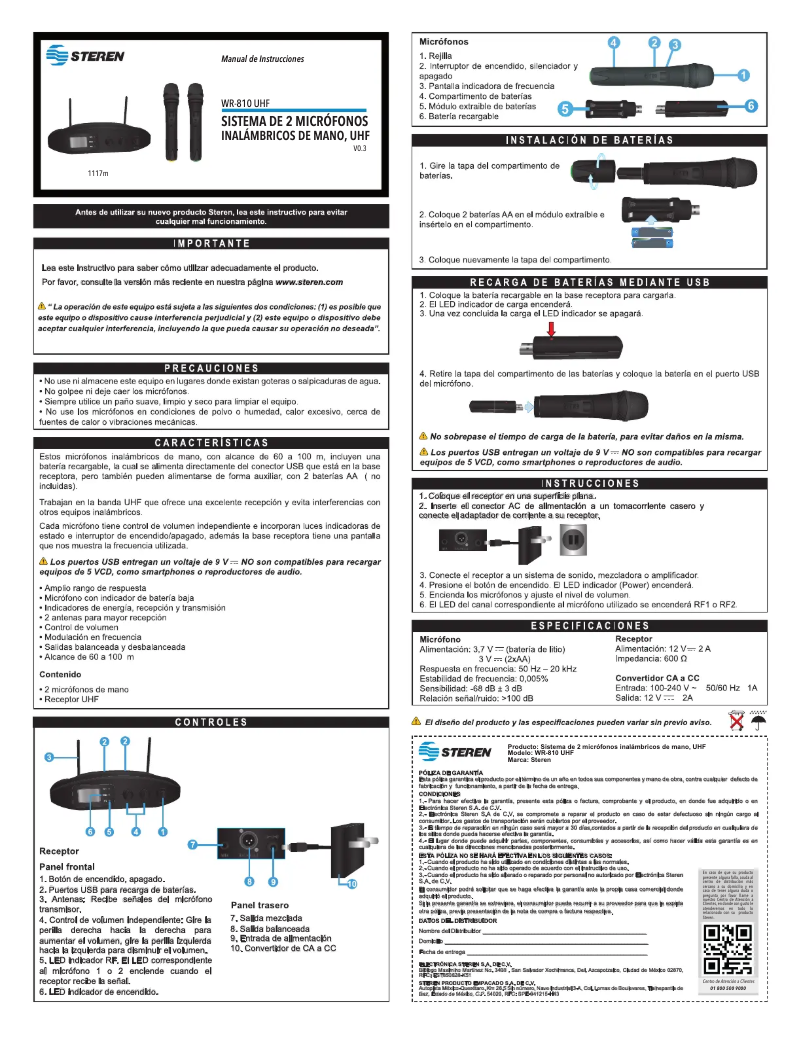 Image de la première page du manuel de l'appareil WR-810 UHF
