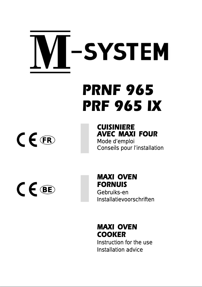 Page n°1 - Manuel utilisateur M-System PRF-965IX