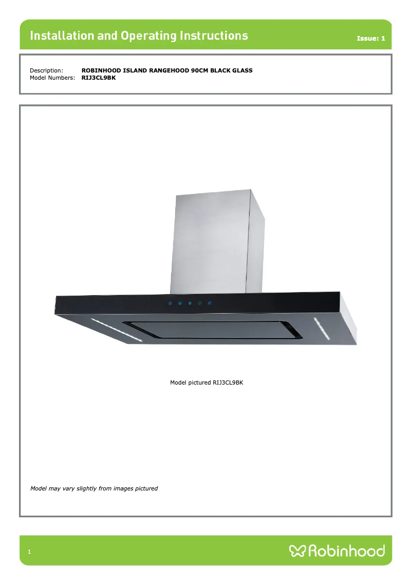 Page n°1 - Guide d'installation Robinhood RIJ3CL9BK
