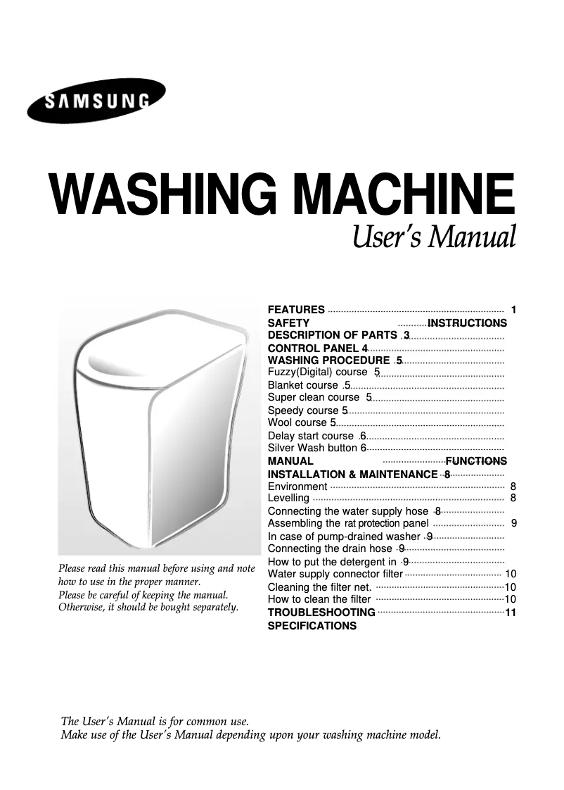 Image de la première page du manuel de l'appareil WA82HAG