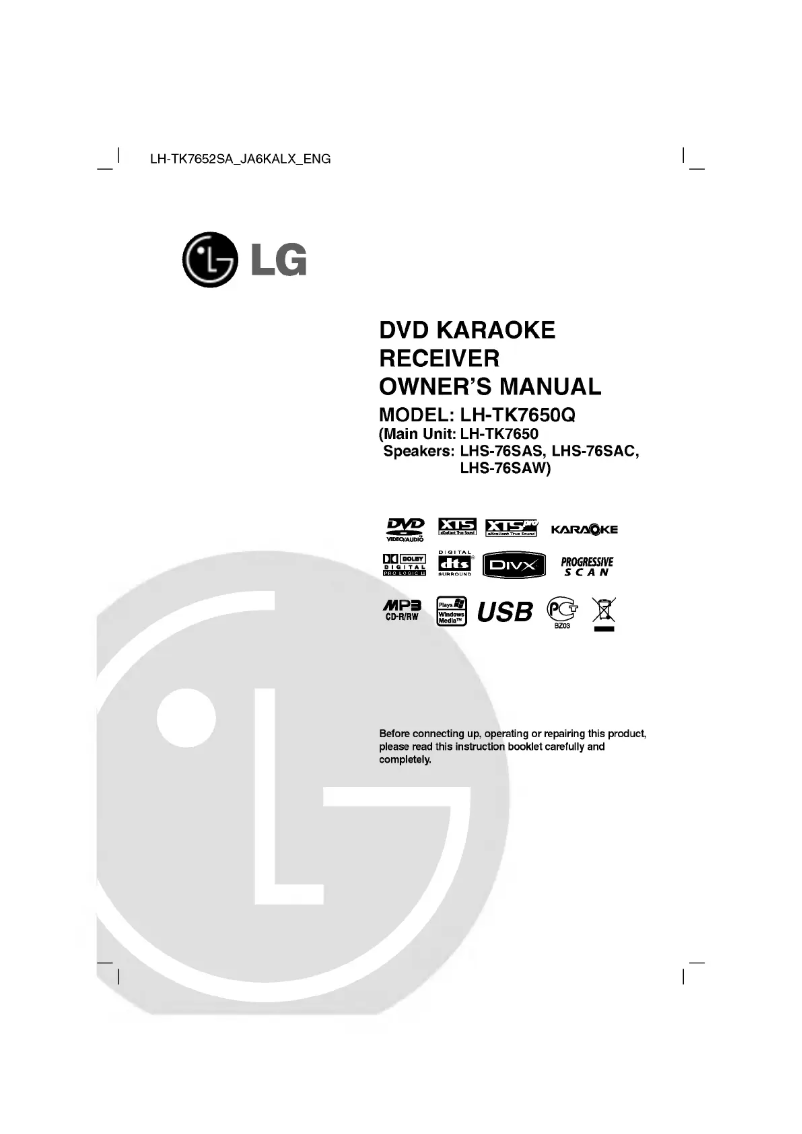 Imagen de la primera página del manual del dispositivo LH-TK7652SA