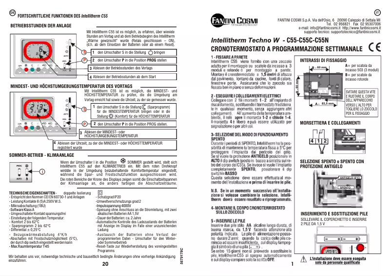 Image de la première page du manuel de l'appareil Intellitherm Techno W C55C