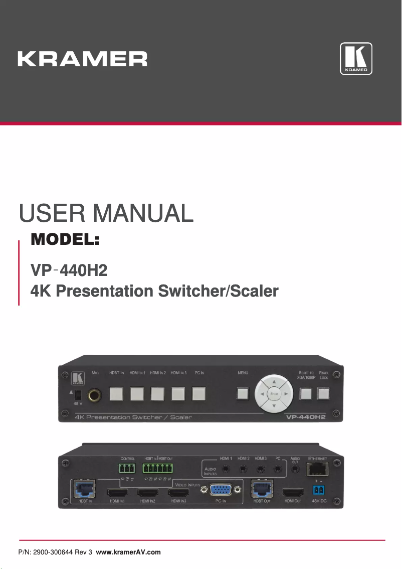 Page n°1 - Manuel utilisateur Kramer VP‑440H2