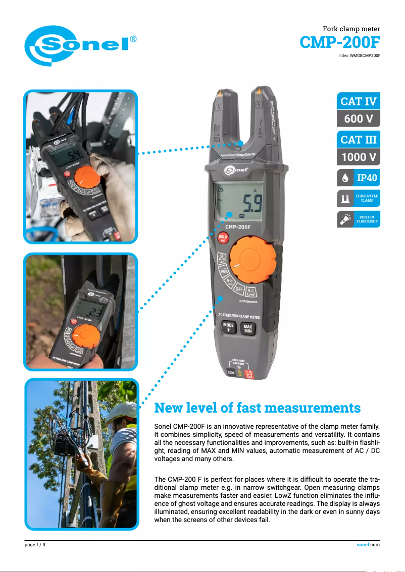 Imagen de la primera página del manual del dispositivo CMP-200F