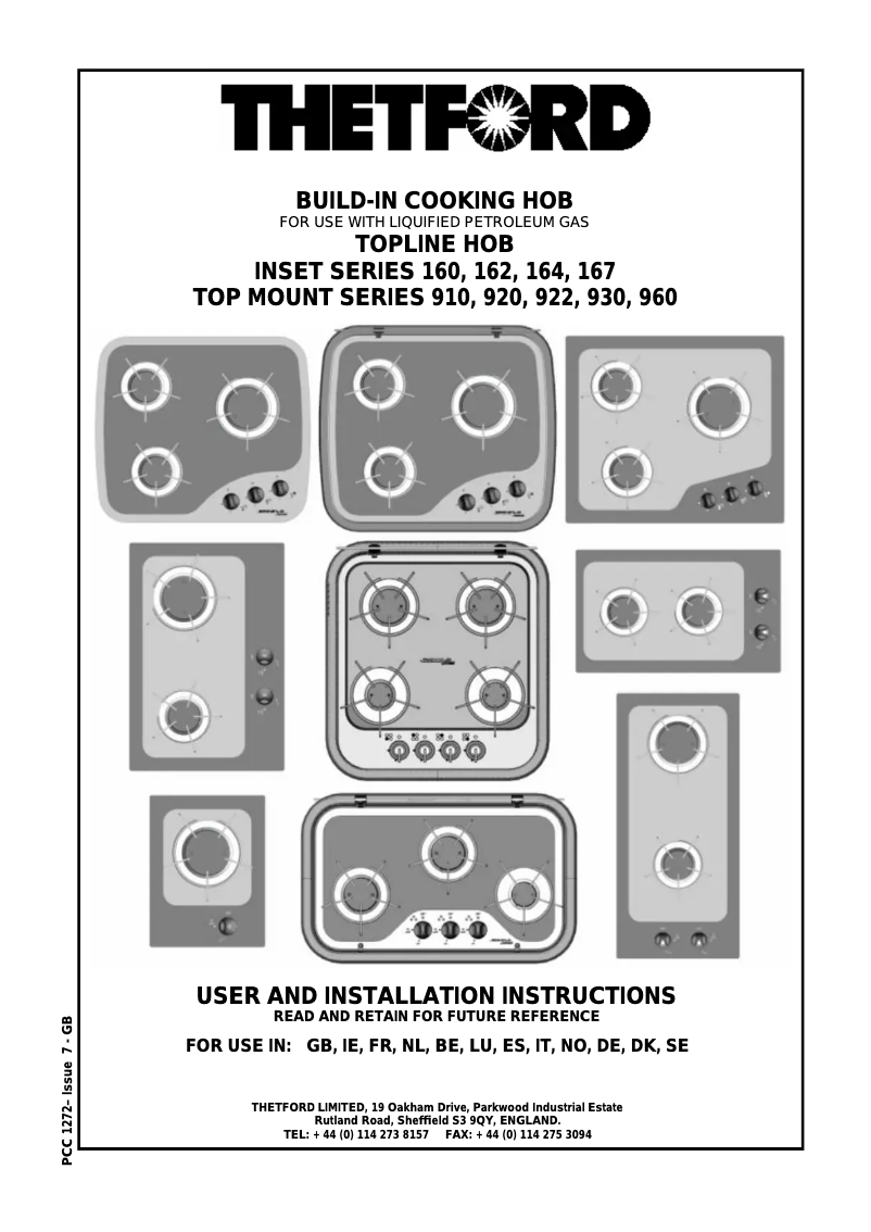 Page n°1 - Manuel utilisateur Thetford 921