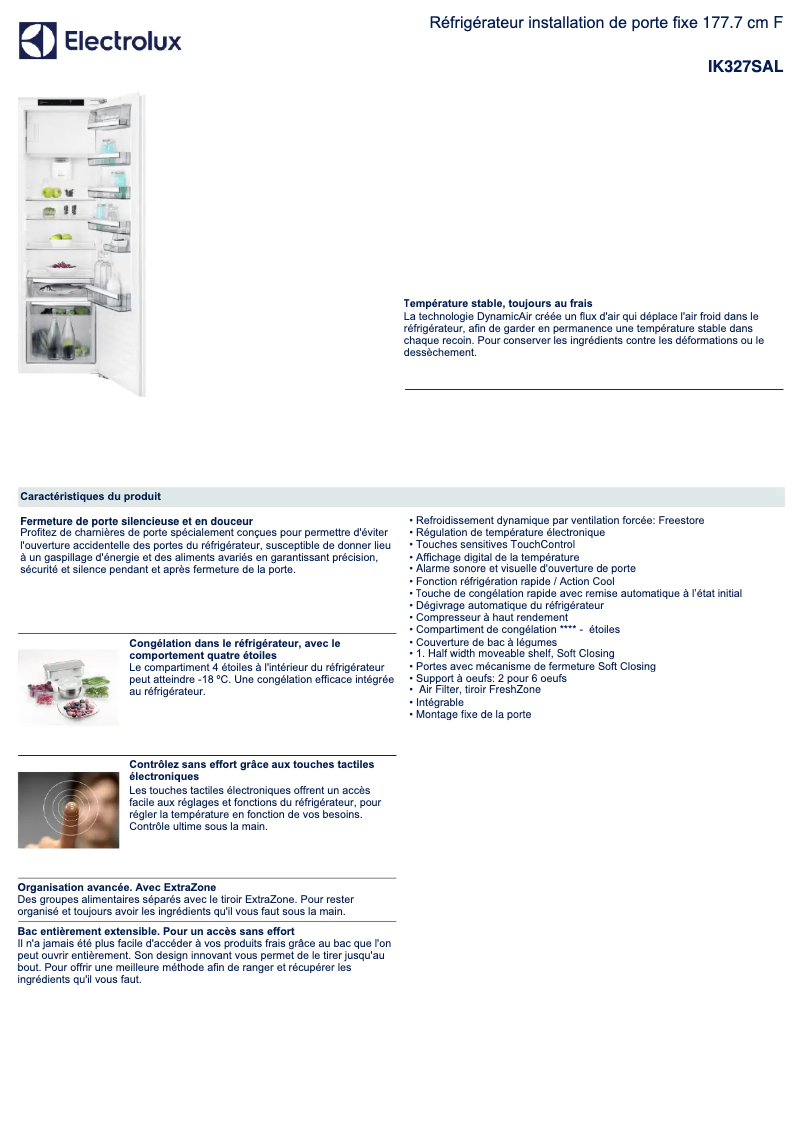 Page n°1 - Fiche technique Electrolux IK327SAL