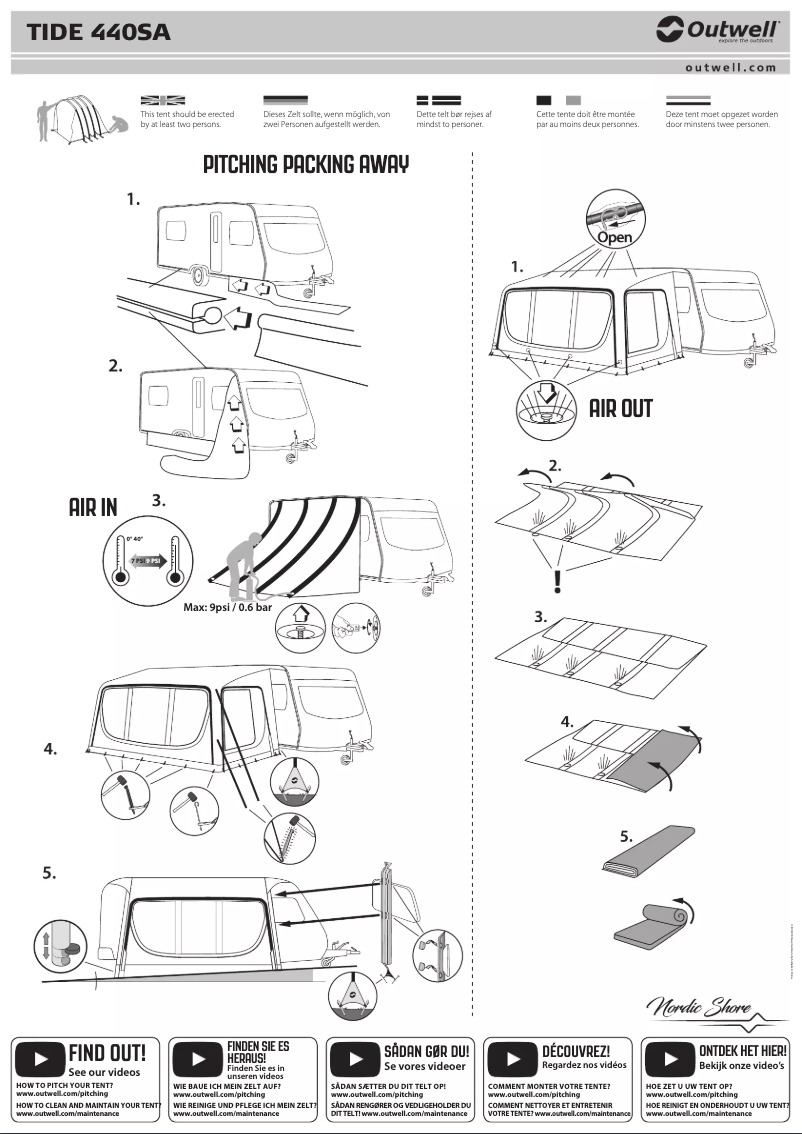 Page 1 de la notice Manuel utilisateur Outwell Tide 440SA