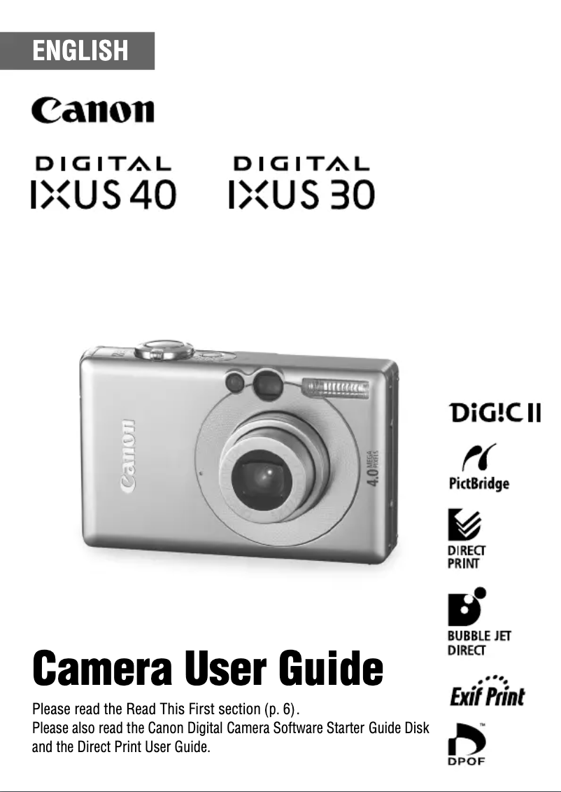 Page 1 de la notice Manuel utilisateur Canon Ixus 40