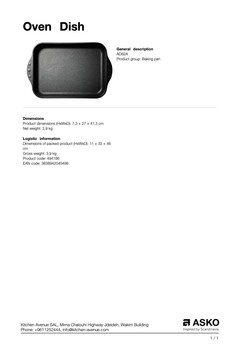 Page 1 de la notice Manuel utilisateur Asko AD82A