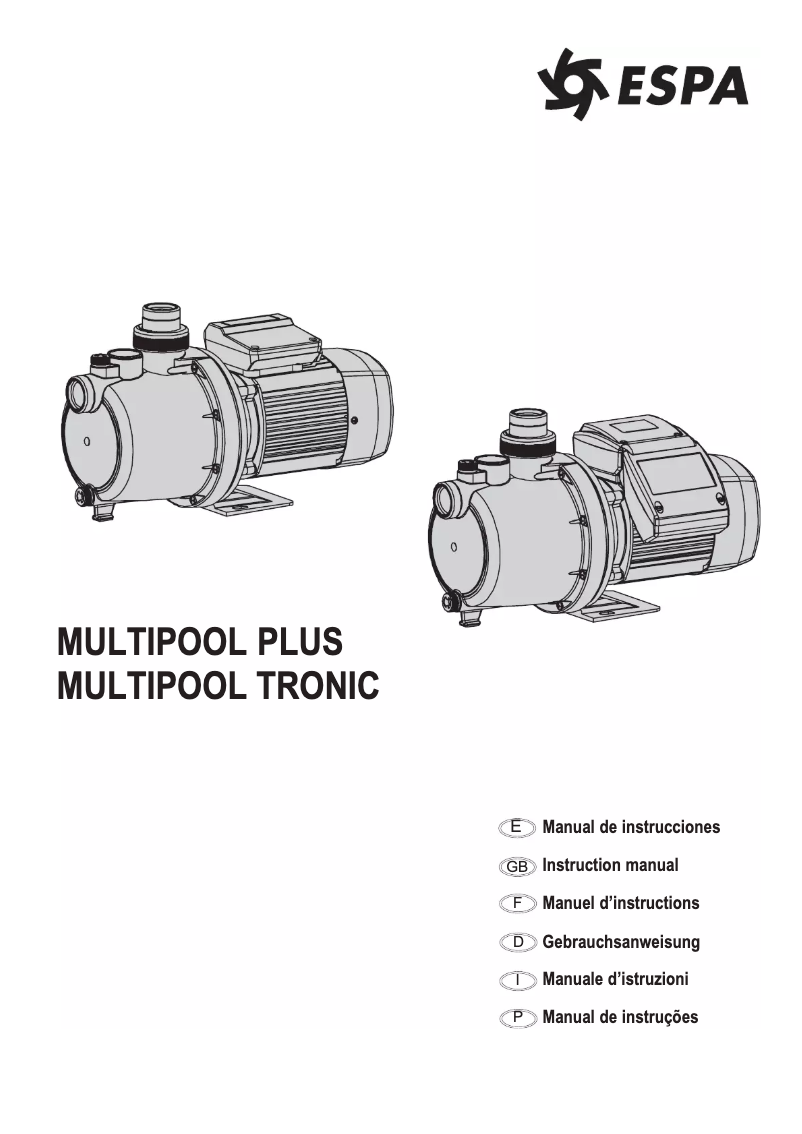Page 1 de la notice Manuel utilisateur ESPA Multipool Plus