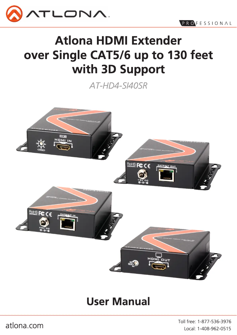 Page 1 de la notice Manuel utilisateur Atlona AT-HD4-SI40SR
