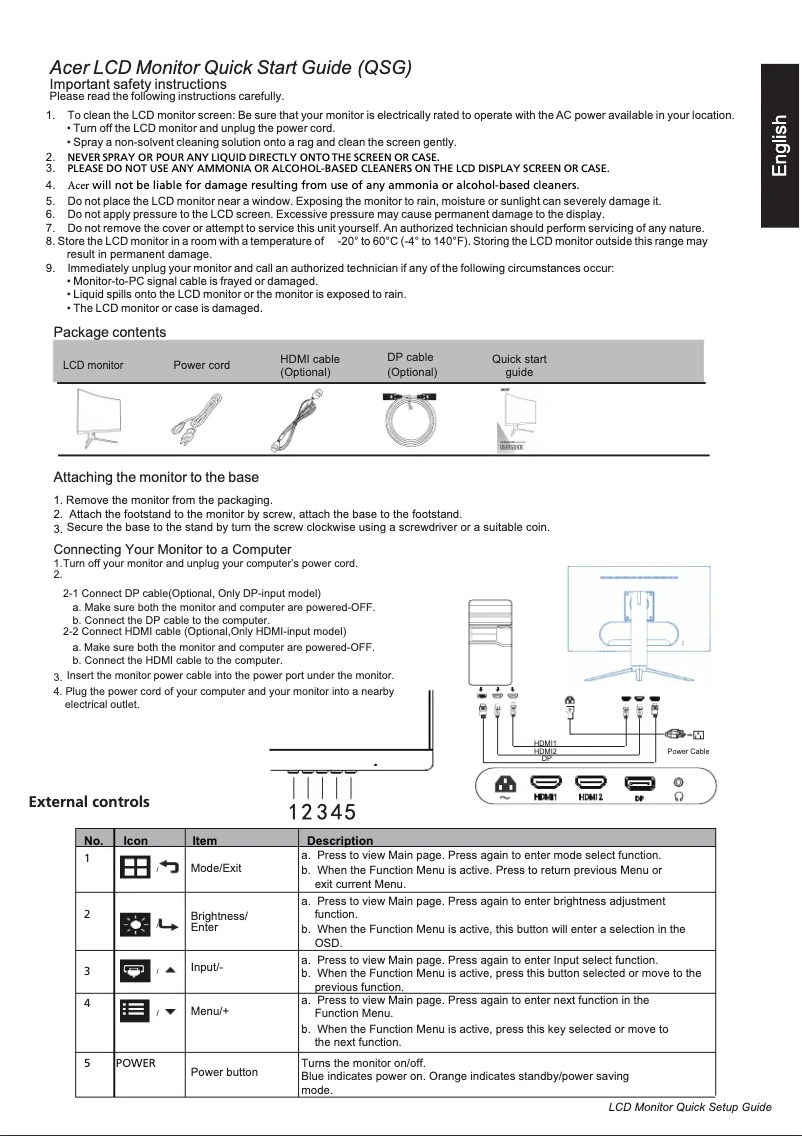 Imagen de la primera página del manual del dispositivo XZ323QUX3