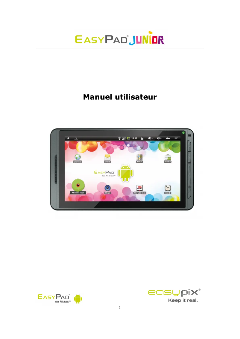 Page 1 de la notice Manuel utilisateur Easypix EasyPad Junior
