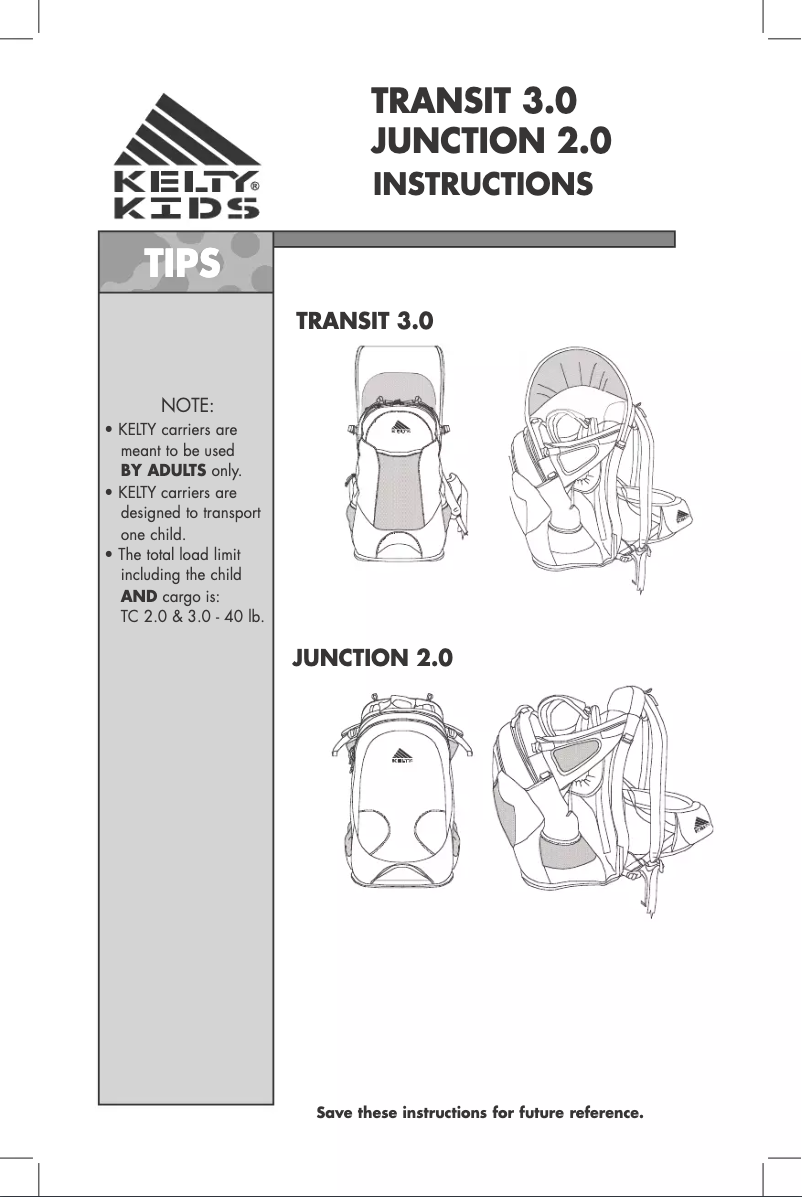 Page n°1 - Manuel utilisateur Kelty Transit 3.0