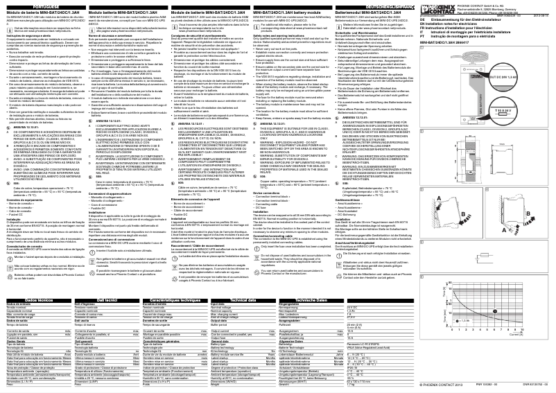 Page 1 de la notice Manuel utilisateur Phoenix Contact MINI-BAT/24DC/1.3AH