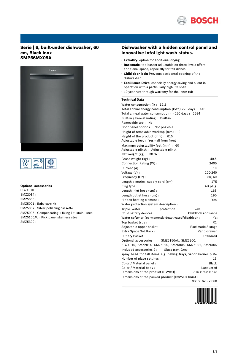 Image de la première page du manuel de l'appareil SMP66MX05A