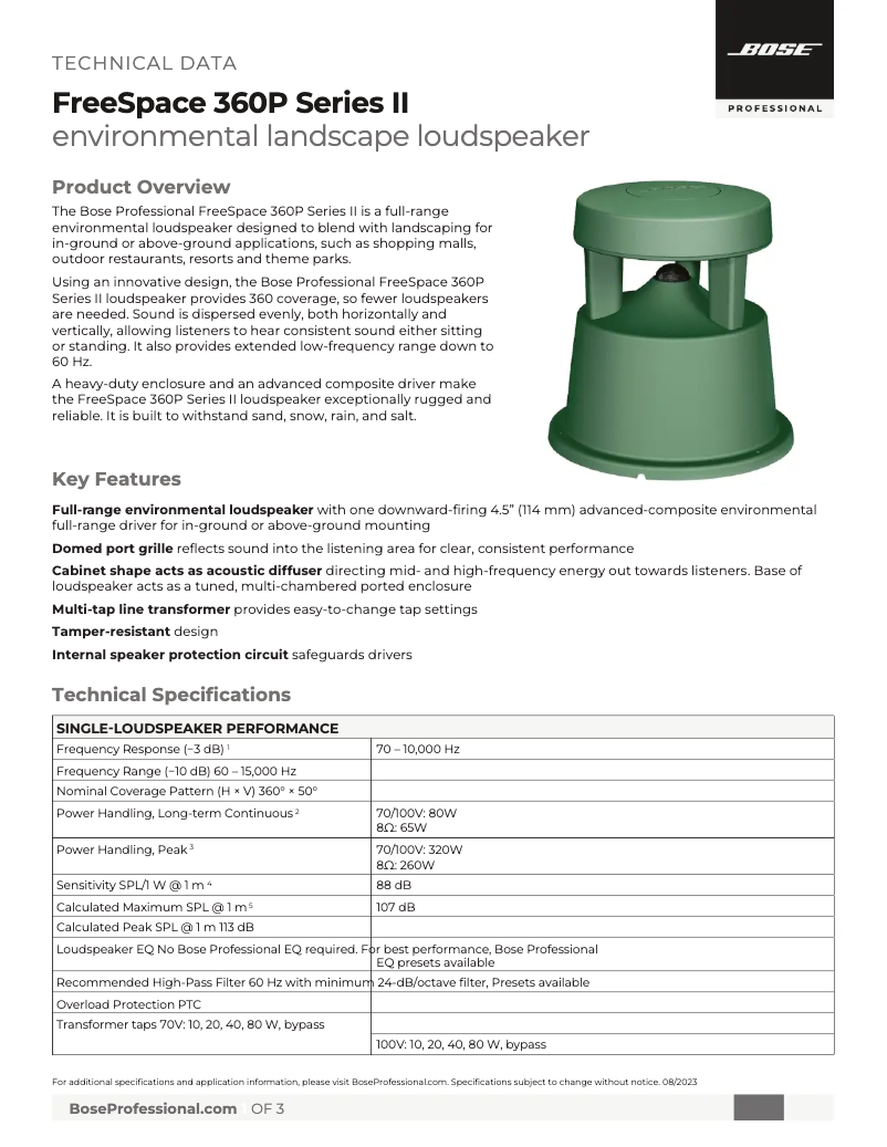 Image de la première page du manuel de l'appareil FreeSpace 360P Series II