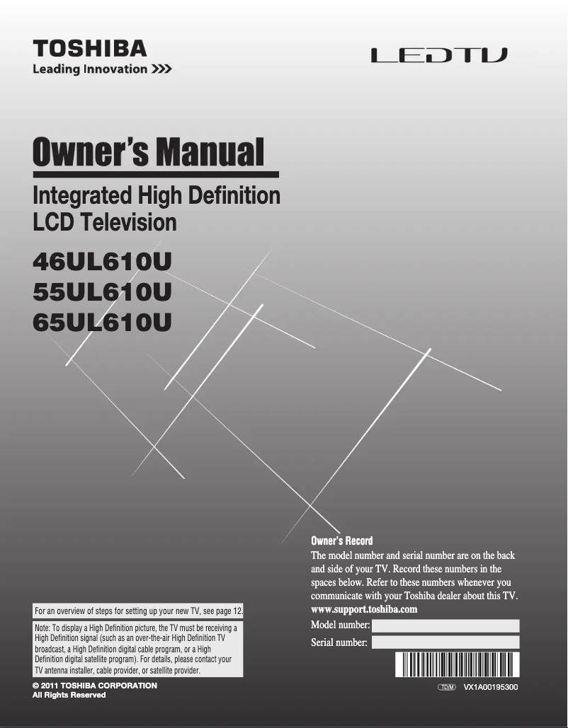 Page n°1 - Manuel utilisateur Toshiba 46UL610U