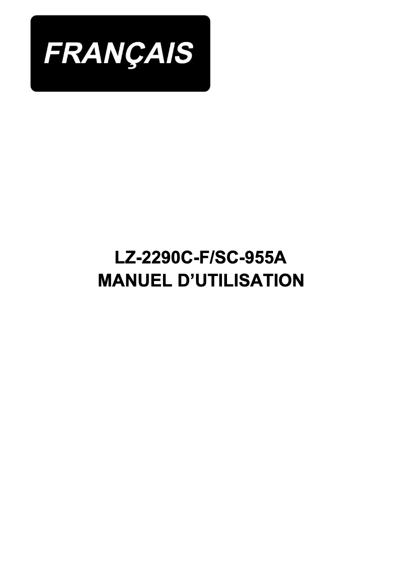 Page n°1 - Manuel utilisateur Juki LZ-2290C-F
