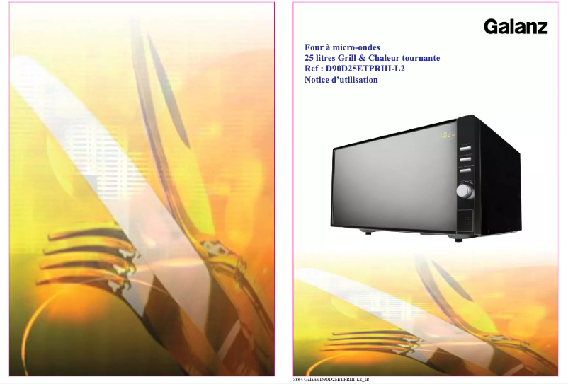 Page 1 de la notice Manuel utilisateur Galanz D90D25ETPRIII-L2