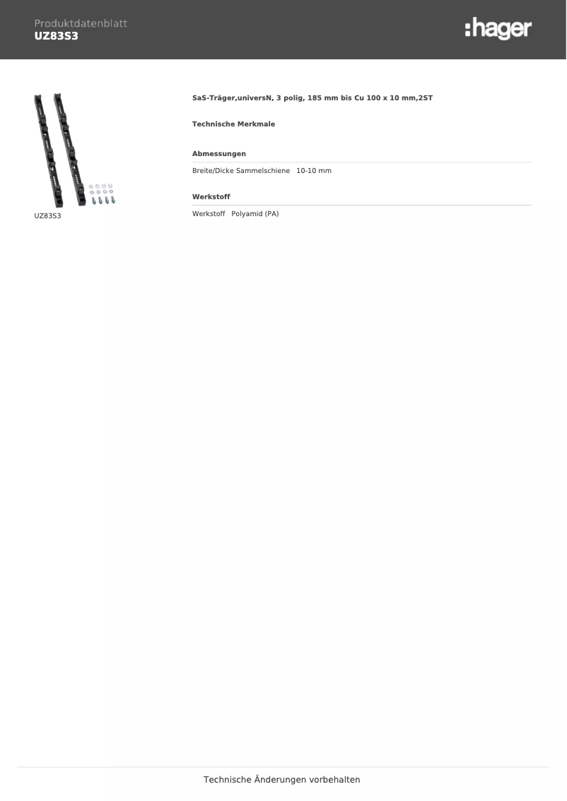 Image de la première page du manuel de l'appareil UZ83S3