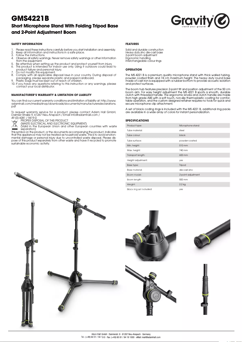 Image de la première page du manuel de l'appareil GMS4221B